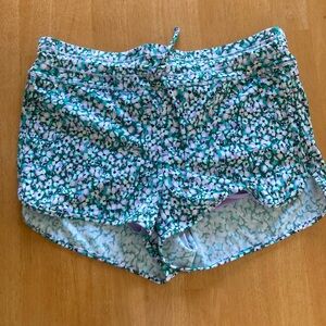 Athleta Green and Blue floral swim shorts